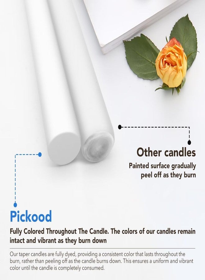 Pickood 10-Inch Tall Unscented Dripless Taper Candles Bulk 30 Pack - White Taper Candles Bulk, Perfect for Wedding, Dinner - Smokeless, 6-8 Hour Long Burning - Colored Candlesticks Bulk - White - Image 3